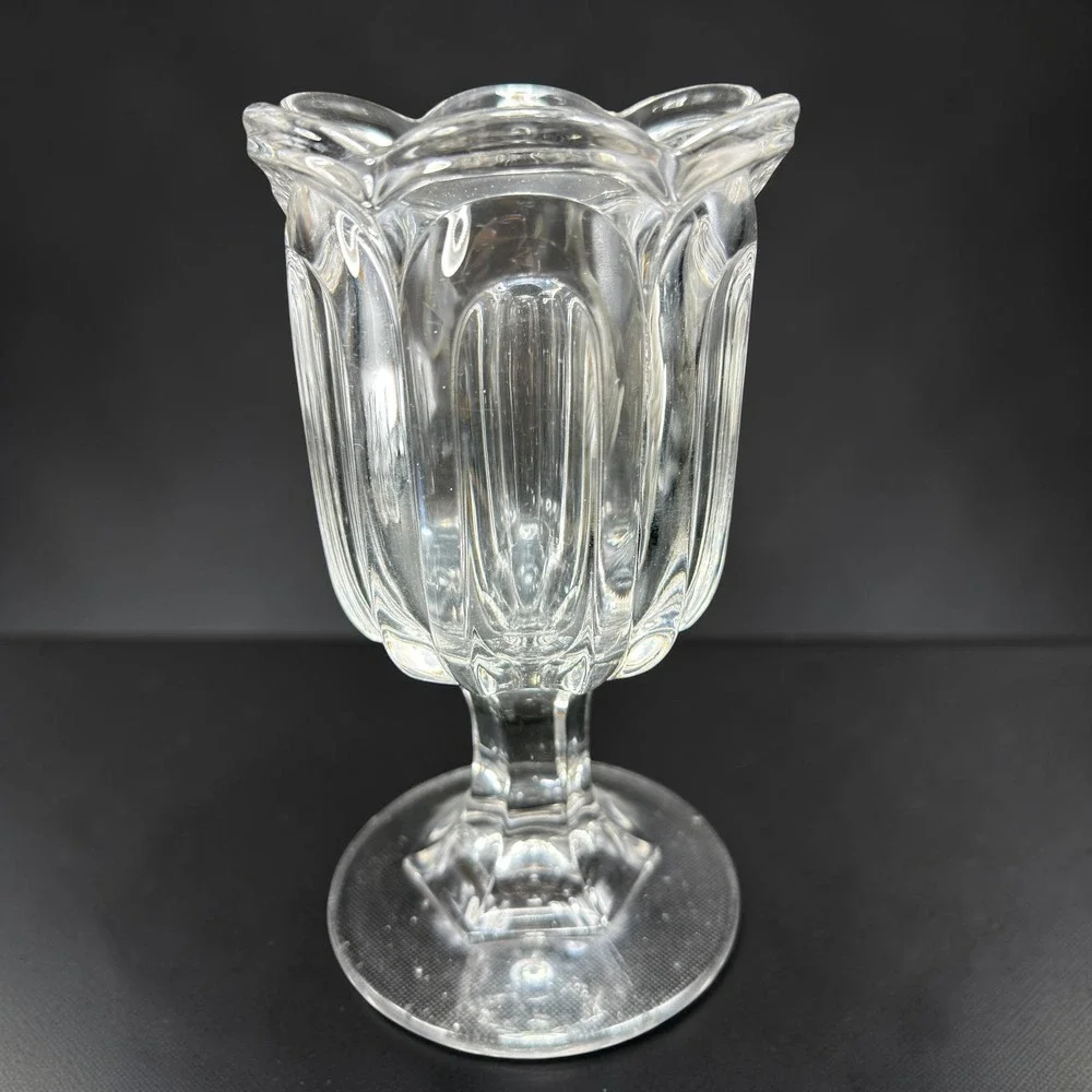 O'Hara Seneca Loop J B Lyon Flint Glass EAPG Pedestal Celery Vase Clear 7inch